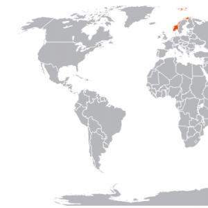 Carte de la Norvège en russe