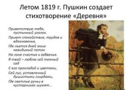 Genre of the work of the village Pushkin
